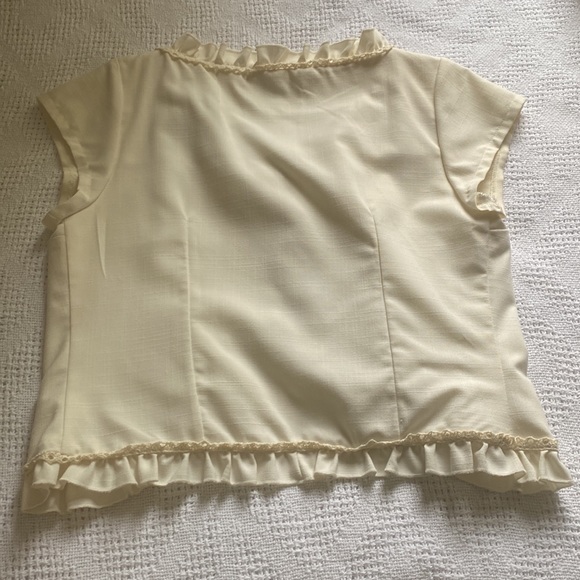 Anthropologie Shumaq Crop Ruffle Open Cotton Blend Summer Jacket L - Picture 11 of 12